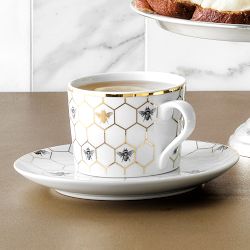 Honeycomb Cups &amp; Saucers, Set of 4