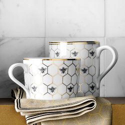 Honeycomb Cups &amp; Saucers, Set of 4