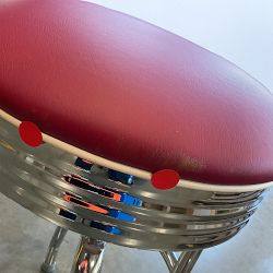 OPEN BOX: Cushion-Back Diner Stool, 30", Dark Red