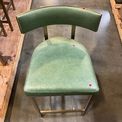 OPEN BOX: Emma Counter Stool, Milano Distressed Leather, Green, Antique Brass