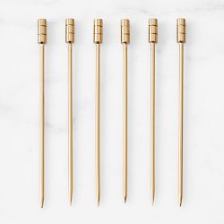Antique Brass Cocktail Picks, Set of 6