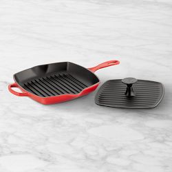Le Creuset Signature Enameled Cast Iron Square Grill Pan & Press Set