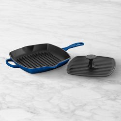 Le Creuset Signature Enameled Cast Iron Square Grill Pan, 10", Lapis