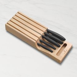 Victorinox Swiss Classis Knives with In-Drawer Knife Holder, Black, Set of 6