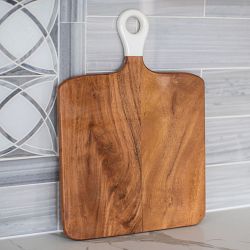 Jeanne Fitz Wood & White Square Cheese Board