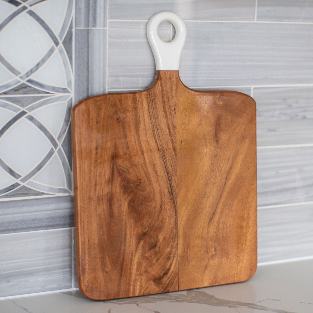 Jeanne Fitz Wood & White Square Cheese Board