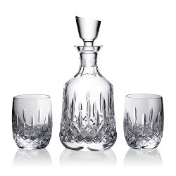 Waterford Lismore Round Decanter & 2 Double Old-Fashioned Glasses