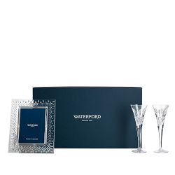 Waterford Lismore 5" x 7" Frame &amp; 2 Waterford Lismore Toasting Flutes