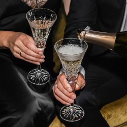 Waterford Lismore 5" x 7" Frame &amp; 2 Waterford Lismore Toasting Flutes