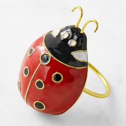 Cloisonné Ladybug Napkin Rings, Set of 4