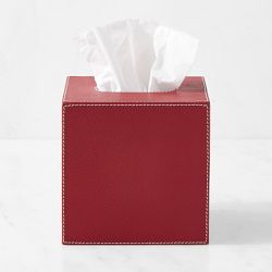 THE GEORGE Leather Tissue Box Holder | Williams Sonoma