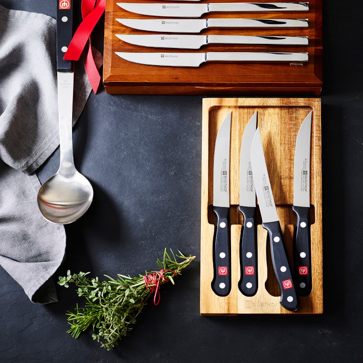 Wüsthof Gourmet 4-Piece Knife Set in Acacia Tray | Williams Sonoma