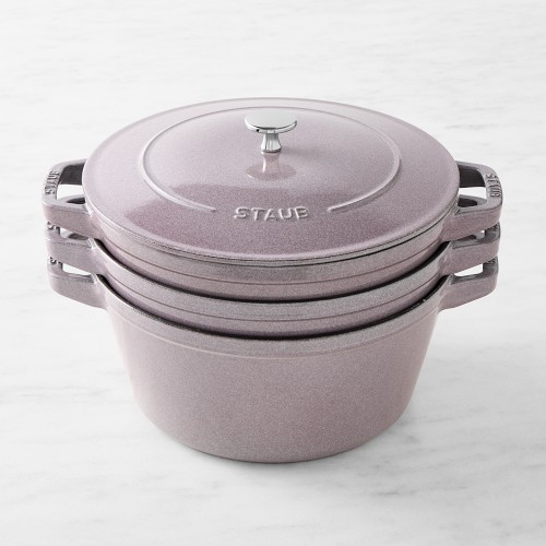 Staub Enameled Cast Iron Stackable 4-Piece Cookware Set, Lilac