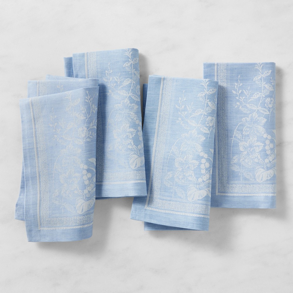 Primavera Jacquard Napkins, Set of 4 - Set of 4, Bluebell