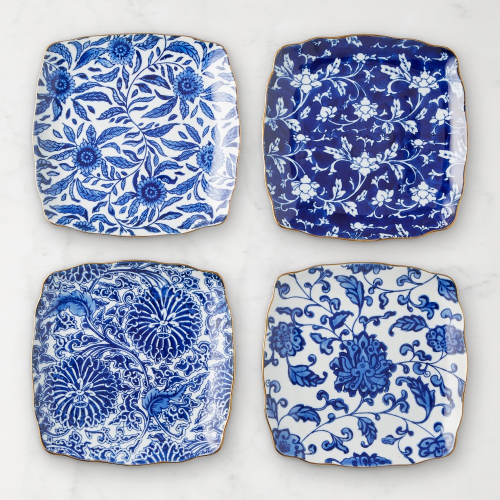 Marlo Thomas x Williams Sonoma Blue Floral Appetizer Plates