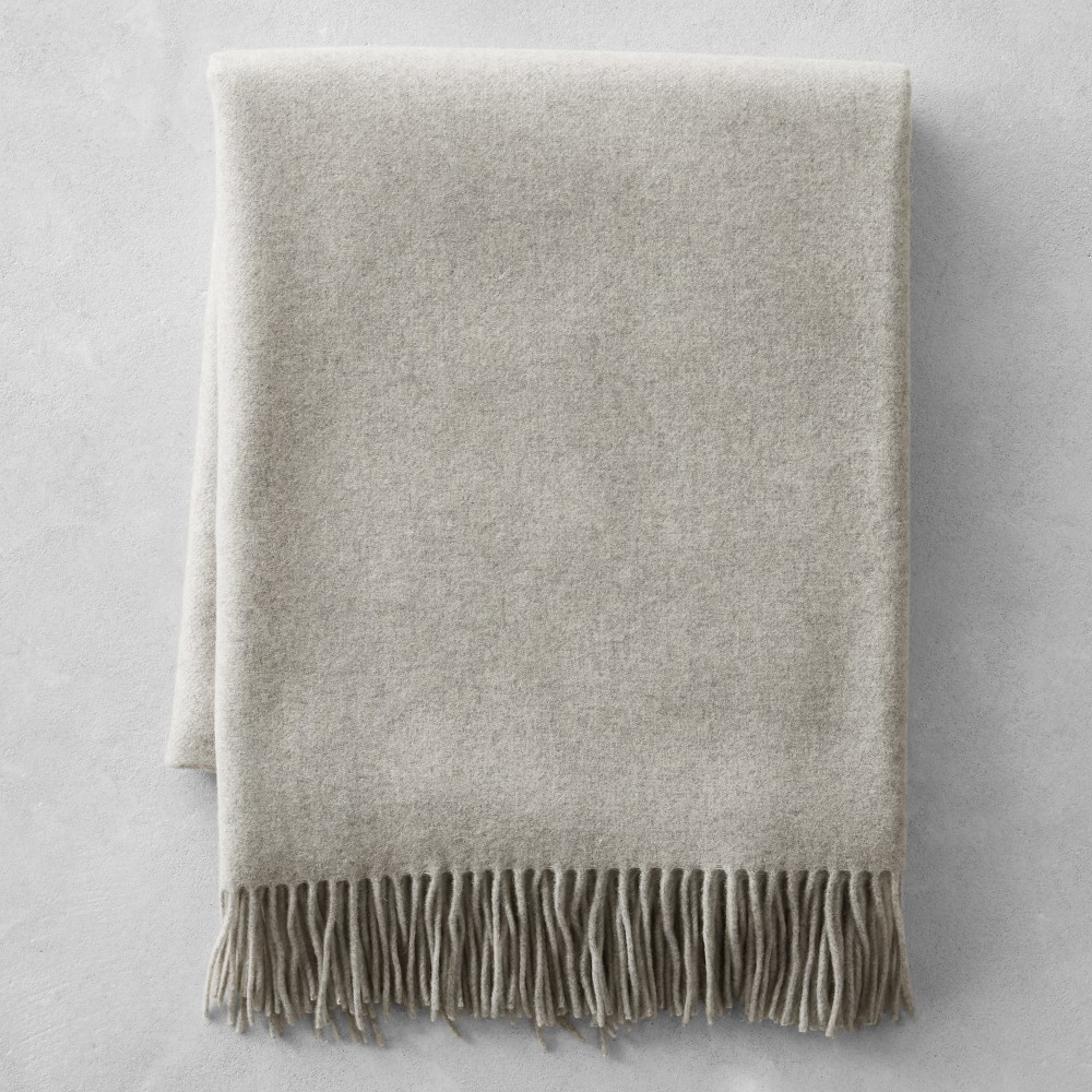European Solid Cashmere Throw - 50" X 65", Light Grey