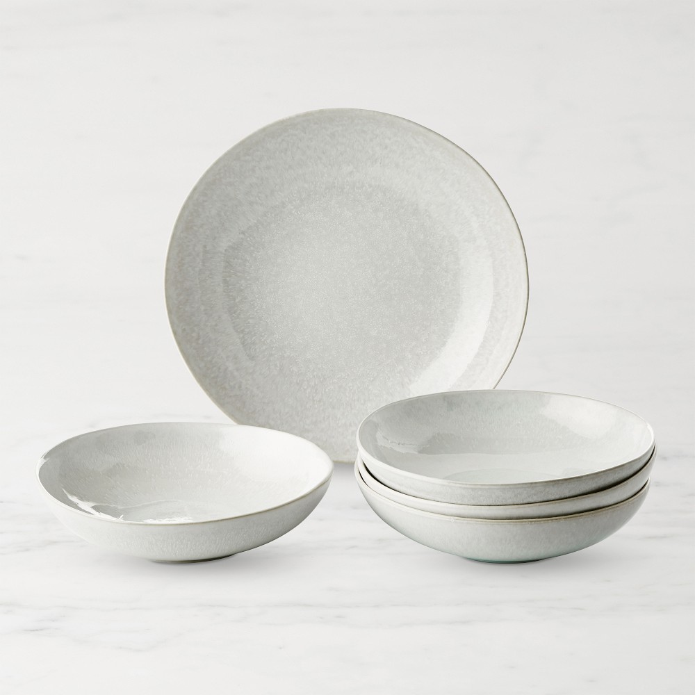 Cyprus Reactive Glaze Pasta Bowl Set with Serving Bowl - White