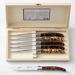 Jean Dubost Tortoise Acrylic Steak Knives, Set of 6