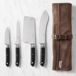Williams Sonoma Butcher Knife in Waxed Canvas Roll, Set of 4