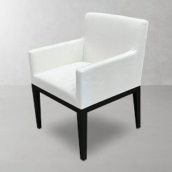 OPEN BOX: Wilson Track Arm Chair, Performance Slub Weave, White, Heritage Grey Leg