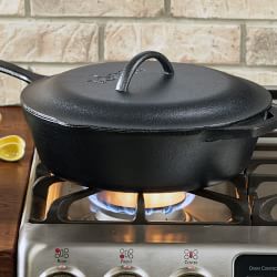 Lodge Classic Seasoned Cast Iron Deep Skillet with Lid, 12"