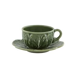 Bordallo Pinheiro Cabbage Cups &amp; Saucers, Set of 4