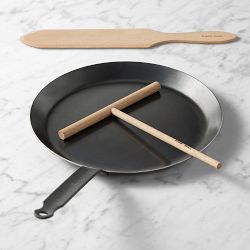 De Buyer Carbon Steel Crepe Pan Kit with Spreader and Rateau