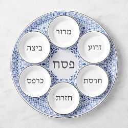 Porcelain Blue Floral Seder Plate