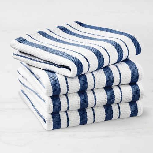 Williams Sonoma Classic Stripe Towels, Set of 4, Bright Blue