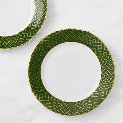 Garden Lattice Salad Plates, Set of 4, Green Rim