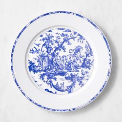 Pillivuyt French Toile Porcelain Dinner Plates, Set of 4, Blue