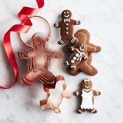Williams Sonoma Copper Gingerbread Man Cookie Cutters on Ring, Set of 5