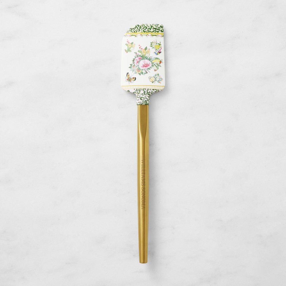 Famille Rose Spatulas with Gold Handle - Green Border, Medium