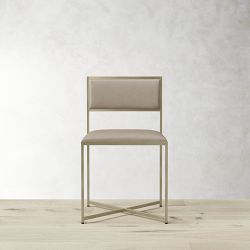 OPEN BOX: Dessau Side Chair, Milano Leather, Grey, Antique Brass