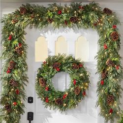OPEN BOX: Winter Evergreen Front Door Kit, LED Clear