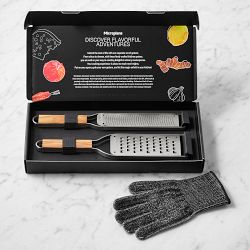 Microplane® Master Series Paddle Graters Box Set with Glove, Olivewood