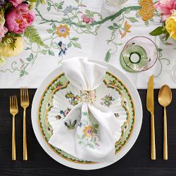 Famille Rose Embroidered Napkins, Set of 4