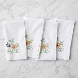 Famille Rose Embroidered Napkins, Set of 4