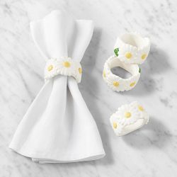 Ceramic Daisy Napkin Rings, Set of 4
