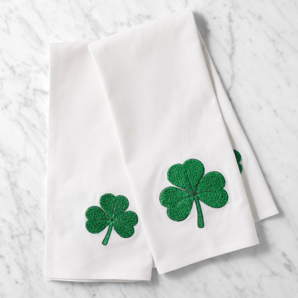 Shamrock Embroidered Tea Towels, Set of 2 - Set of 2