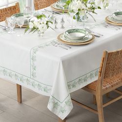 English Floral Tablecloth, 70"x108", Green