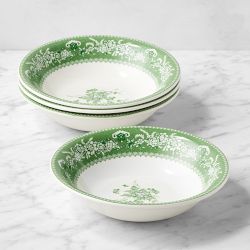 English Floral Salad Bowls, Set of 4, Green