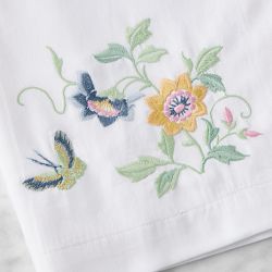Famille Rose Embroidered Napkins, Set of 4