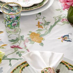 Famille Rose Embroidered Table Runner