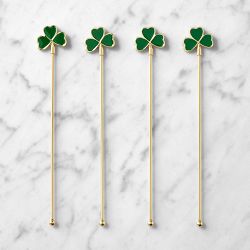 St. Patrick&rsquo;s Shamrock Cocktail Stirrers, Set of 4