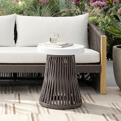 Pasadena Outdoor Fiberstone and Rope Side Table (18")