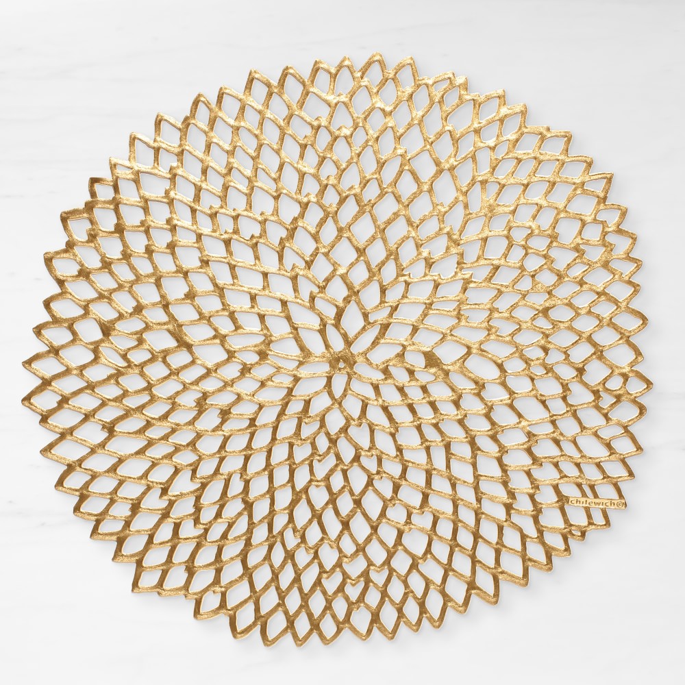 Chilewich Dahlia Round Placemats - Set of 4, Brass
