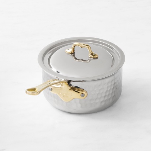 Mauviel M'Elite B Hammered Stainless-Steel Saucepan, 2-Qt.