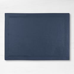 Linen Double Hemstitch Place Mats, Set of 4, Navy Blue