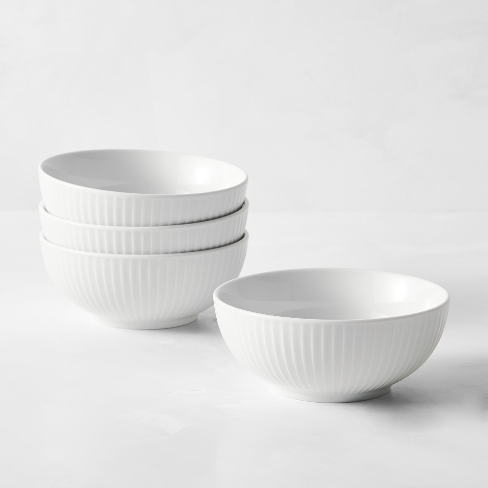 Pillivuyt Plisse Porcelain Cereal Bowls - Set of 4